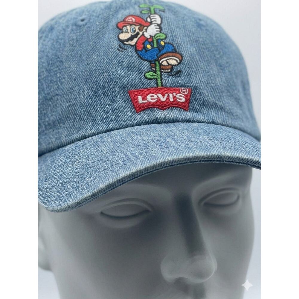 LEVI’S SUPER MARIO SNAPBACK HAT NINTENDO CLASSIC BLUE SNAPBACK MARIO KART Hat - Picture 2 of 7